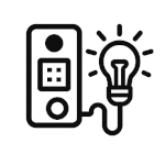 távirányító és egy villanykörte - ikon